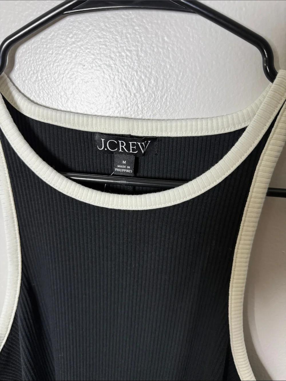 J.Crew Black Ribbed Tank with White Trim Size Medium